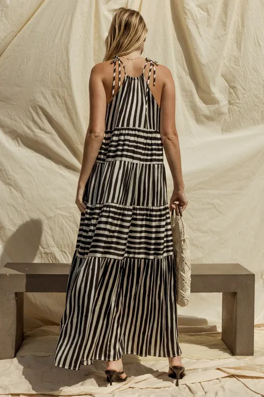 Sleeveless Stripe Tiered Maxi Dress *Online Only*