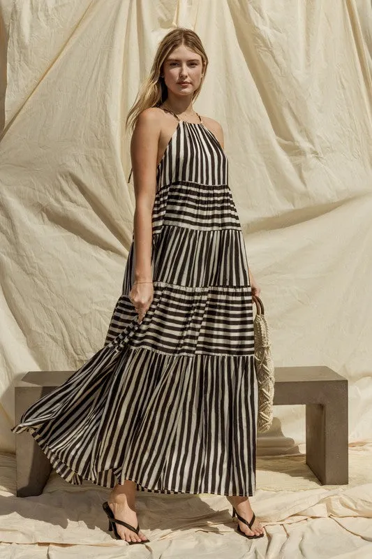 Sleeveless Stripe Tiered Maxi Dress *Online Only*