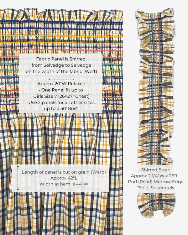 Smocked Shirred Fabric and Straps | Yellow Multicolor Check