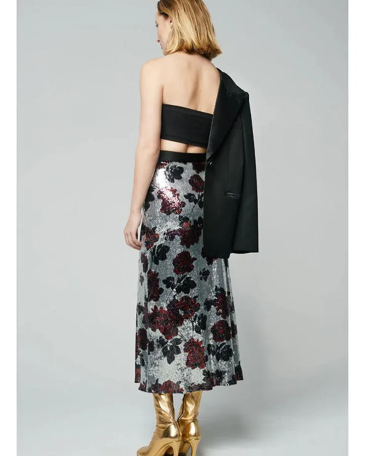 Smythe Floral Sequin Midi Skirt