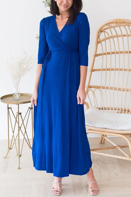 Solid Wrap Maxi Dress