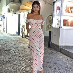 Taryn Off-Shoulder Polka-Dot Maxi Dress