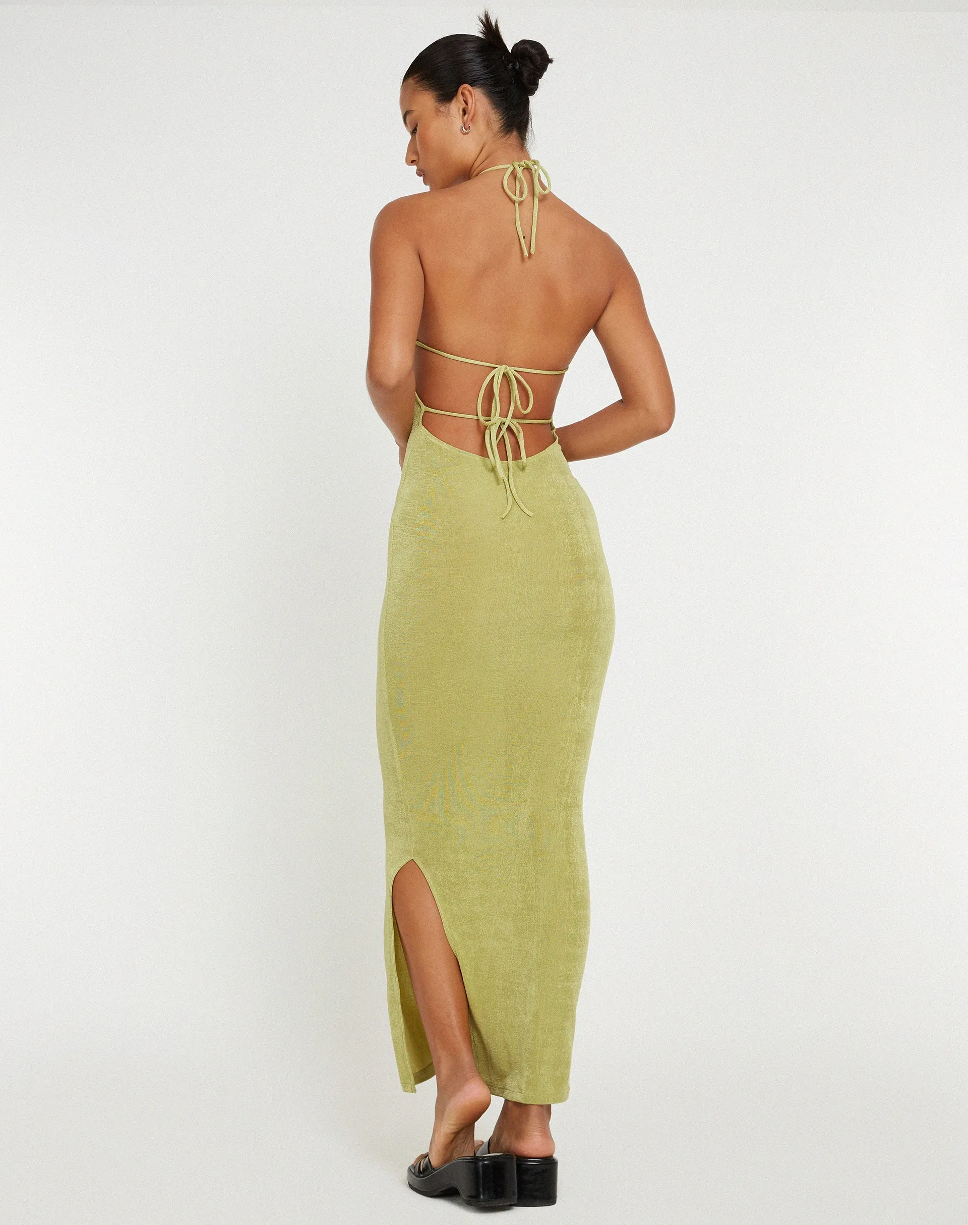 Virnilia Halterneck Maxi Dress in Lime