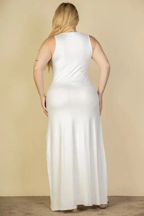 Voluptuous ( ) Plus Size Plunge Neck Thigh Split Maxi Dress - 4 colors