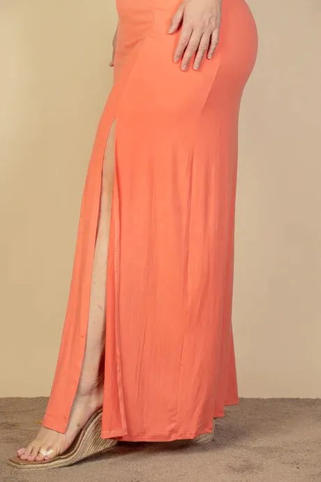 Voluptuous ( ) Plus Size Plunge Neck Thigh Split Maxi Dress - 4 colors