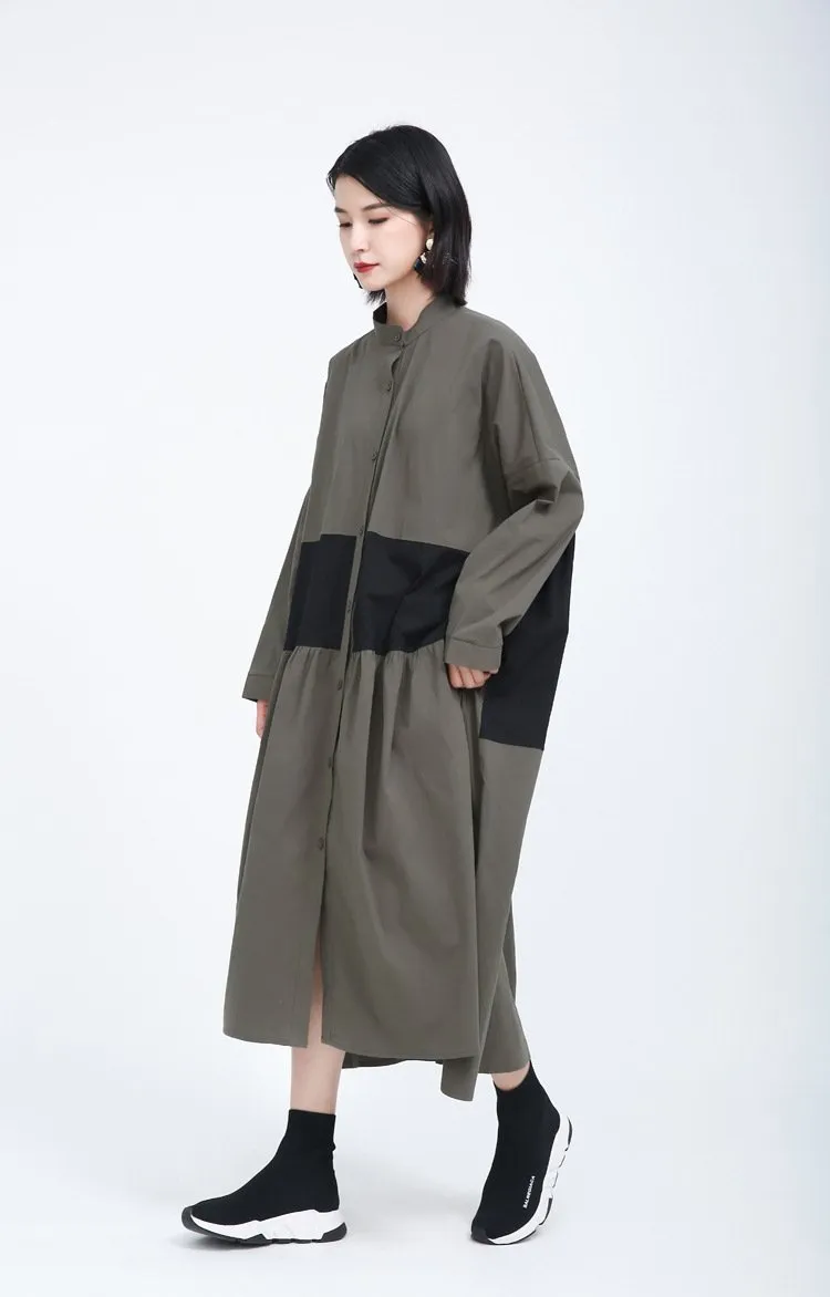 Women Causal Linen Contrast Long Cozy Fall Dresses