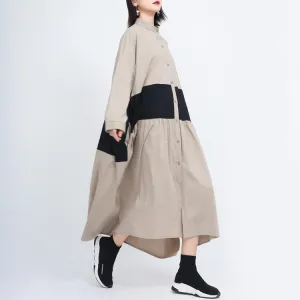 Women Causal Linen Contrast Long Cozy Fall Dresses