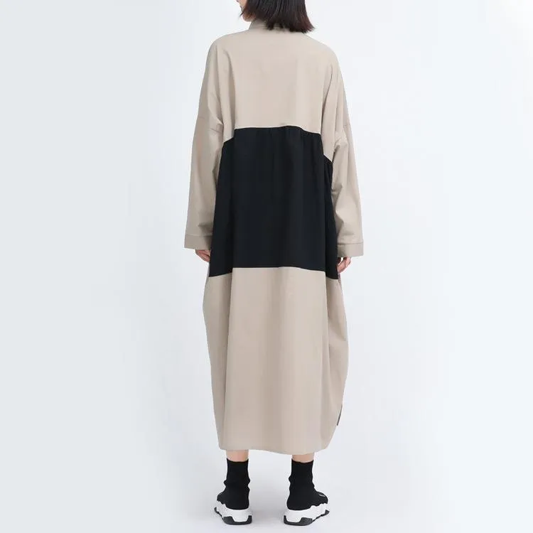 Women Causal Linen Contrast Long Cozy Fall Dresses