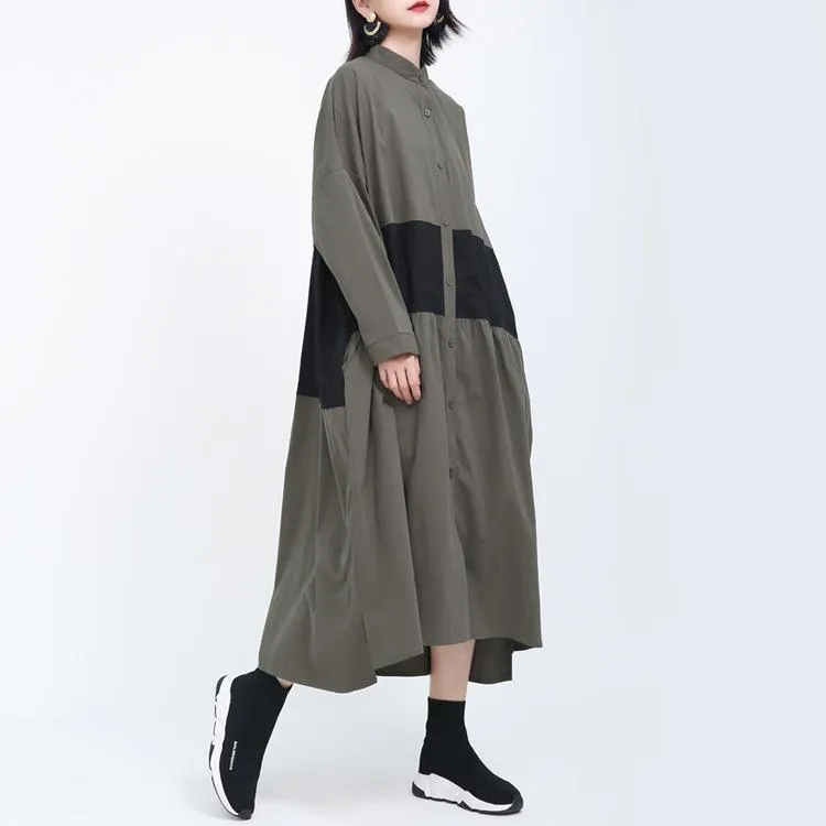 Women Causal Linen Contrast Long Cozy Fall Dresses