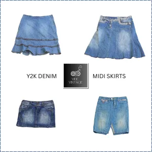 Y2K Denim Midi Skirts (Light Blue) - 11 Pcs